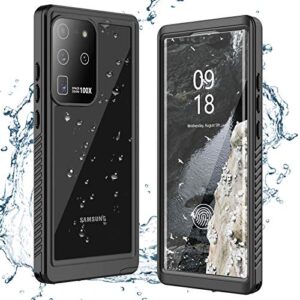 antshare for samsung galaxy s20 ultra case waterproof, built in screen protector 360° full body heavy duty protective shockproof ip68 underwater case for samsung galaxy s20 ultra 6.9inch black/clear