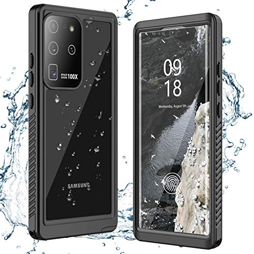 ANTSHARE for Samsung Galaxy S20 Ultra Case Waterproof, Built in Screen Protector 360° Full Body Heavy Duty Protective Shockproof IP68 Underwater Case for Samsung Galaxy S20 Ultra 6.9inch Black/Clear