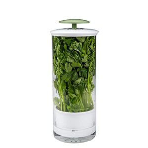 goodful herb keeper preserver, designed for optimum breathable airflow for maximum freshness, water line ensures the use of the right amount of water, stores in your refrigerator