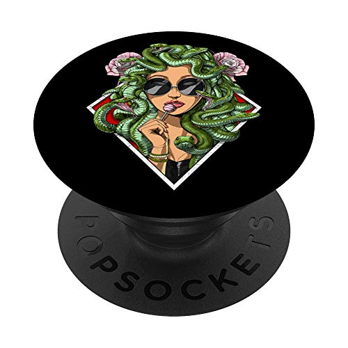 Medusa Hippie Psychedelic Snakes Greek Mythology Women PopSockets Swappable PopGrip