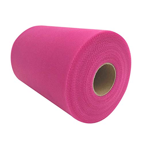 Lauthen.S Tulle Fabric Roll,6" x 100 Yards(300 Feet) Decorative Tulle Spool for Tutu Skirt Sewing Crafting Fabric Hair Bow Making Wedding Baby Shower Party Supplies(Hot Pink)