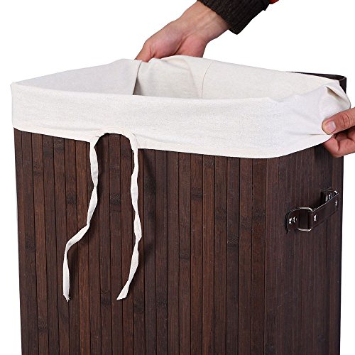 TRRAPLE Laundry Hamper With Lid, Bamboo Laundry Basket with Liner Bag Cloth Storage Basket Dirty Clothes Hamper for Bedroom Laundry Room