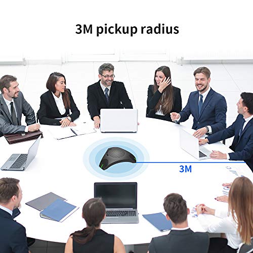 Conference Speaker and Microphone, 360° Omnidirectional USB Speakerphone Microphone with USB Hub, Noise Reduction/Echo Cancellation Computer Microphone for 8-10 People Business Conference, Home Office