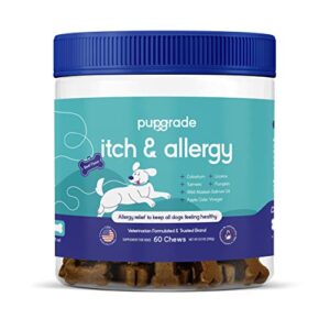 pupgrade itch & allergy chew supplement for dogs - immune support with alaskan salmon fish oil - anti itch, seasonal allergies, & skin hot spots