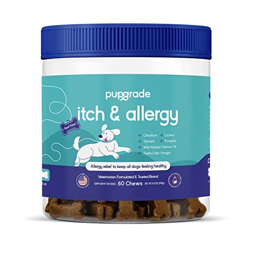 PupGrade Itch & Allergy Chew Supplement for Dogs - Immune Support with Alaskan Salmon Fish Oil - Anti Itch, Seasonal Allergies, & Skin Hot Spots