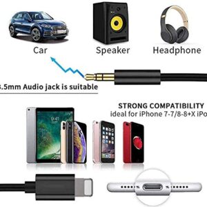[Apple MFi Certified] AUX Cord for iPhone,2 Pack Lightning to 3.5mm Aux Cable for Car Compatible with iPhone 12/11/XS/XR/X/8/7/iPad/iPod for Car/Home Stereo,Speaker,Headphone - 3.3ft White & Black