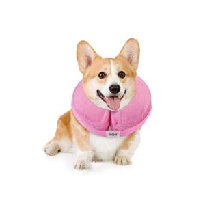 MCHY Inflatable Dog Cone,Adjustable Recovery Collar for Dogs After Surgery,Prevent from Biting & Scratching,Not Block Vision (M, Pink)