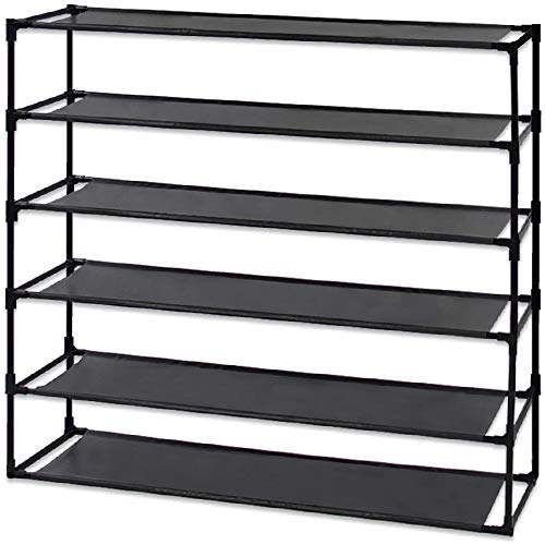 Kcelarec Shoe Rack, Large Shoe Rack Organizer, Space Saving Shoe Shelf, Non-Woven Fabric Shoe Storage Cabinet (6 Tier)