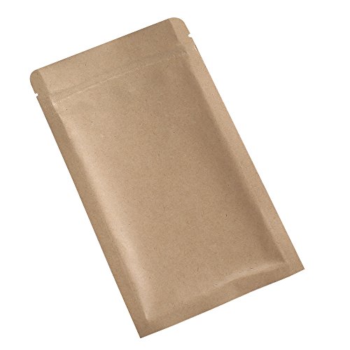 QQ Studio QuickQlick™ Kraft Mylar Heat Sealable Bags (100 Pack) (Brown Ziplock, 5.9" x 9.4" (15 cm x 24 cm))