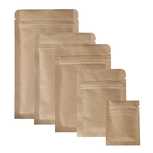 QQ Studio QuickQlick™ Kraft Mylar Heat Sealable Bags (100 Pack) (Brown Ziplock, 5.9" x 9.4" (15 cm x 24 cm))