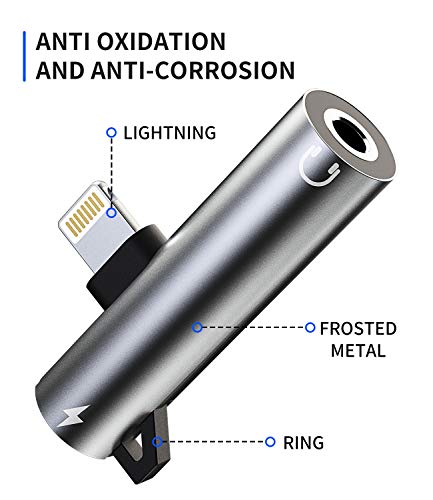 Headphone Adapter Lightning to 3.5mm AUX Audio Jack and Charger Extender Dongle Earphone Headset Splitter Compatible with iPhone 11 12 Mini pro max xs xr x se2 7 8 Plus for Ipad Air Y Cable Converter