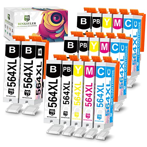 BINKSYLER 564XL Ink Cartridges for HP Printers (17 Combo Pack with Photo Black) Replacement for HP 564 564XL with Photosmart 5520 6510 7520 7525 DeskJet 3520 3522 Officejet 4620 Premium C309A C410A