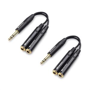 cable matters 2-pack trs male to 2x trs female 1/4 splitter cable (1/4 inch headphone splitter cable) in black - 0.2m / 6 inches