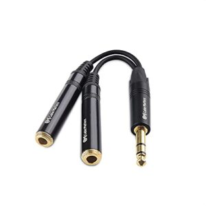 Cable Matters 2-Pack TRS Male to 2X TRS Female 1/4 Splitter Cable (1/4 Inch Headphone Splitter Cable) in Black - 0.2m / 6 Inches