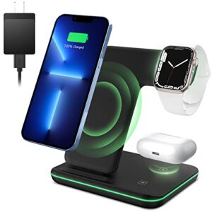 zebre wireless charger, 3 in 1 15w fast charging dock compatible with apple watch 7 6 5 4 3 2 se, airpods 3/pro, stand compatible with iphone 14/13/13 pro/12/11/xr samsung s22 s21 s10