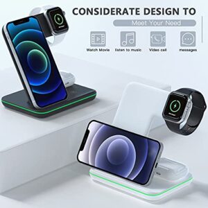 ZEBRE Wireless Charger, 3 in 1 15W Fast Charging Dock Compatible with Apple Watch 7 6 5 4 3 2 SE, AirPods 3/Pro, Stand Compatible with iPhone 14/13/13 Pro/12/11/XR Samsung S22 S21 S10
