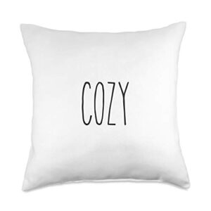cozy, rae inspired text dunn, relax, enjoy, chill throw pillow, 18x18, multicolor