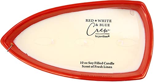 Pavilion Gift Company Lake Lover-Triple Wick 10 oz 100% Soy Wax Scent: Fresh Linen with Silver Detail Accents. Candle, White