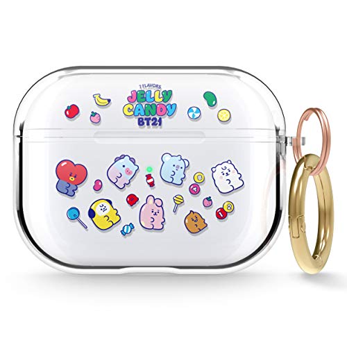 elago BT21 Case Compatible with Apple AirPods Pro Case, Clear Case with Keychain, Reduce Yellowing and Smudging, Supports Wireless Charging [Official Merchandise] [7FLAVORS]