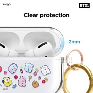 elago BT21 Case Compatible with Apple AirPods Pro Case, Clear Case with Keychain, Reduce Yellowing and Smudging, Supports Wireless Charging [Official Merchandise] [7FLAVORS]