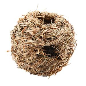 heave grass house, natural seagrass cave house hideaway hut,woven folding bed sleeping chew toys for guinea pig hamsters chinchilla and other small animals wood color