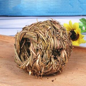 heave Grass House, Natural Seagrass Cave House Hideaway Hut,Woven Folding Bed Sleeping Chew Toys for Guinea Pig Hamsters Chinchilla and Other Small Animals Wood Color