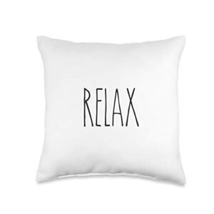 relax, rae inspired text dunn, peace, love, chill throw pillow, 16x16, multicolor