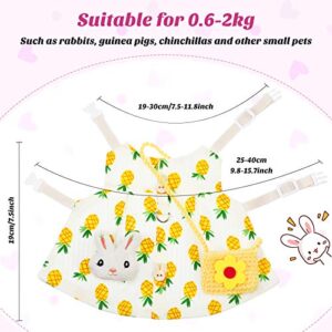 2 Sets Pet Rabbit Bunny Dress Bunny Easter Costume with Leash Hat Mini Bag Harness Leash Small Animals Accessory for Rabbit Hedgehog Ferret Guinea Pigs Piggies Squirrel (Pineapple and Cherry)