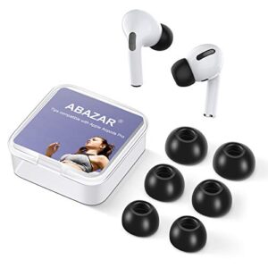memory foam tips for airpods pro 1 & 2 , v3.0, no silicone eartips pain, anti-slip replacement ear tips, fit in the charging case, reducing noise earbuds, 3 pairs (assorted sizes s/m/l, black)