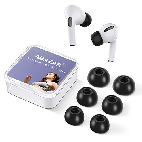 Memory Foam Tips for AirPods Pro 1 & 2 , V3.0, No Silicone Eartips Pain, Anti-Slip Replacement Ear Tips, Fit in The Charging Case, Reducing Noise Earbuds, 3 Pairs (Assorted Sizes S/M/L, Black)