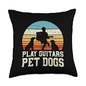boredkoalas guitar pillows musician men women gift play guitars pet dog retro music guitarist animal lover gift throw pillow, 18x18, multicolor