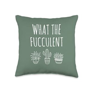 succulents & swear words what the fucculent succulent pun funny plant throw pillow, 16x16, multicolor