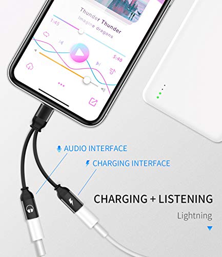 Headphone Adapter Splitter for Lightning to Audio Jack and Charger Extender Earphone Charging for iPhone 11 12Mini pro max xs xr x se2 7 8plus for ipad air Cable Converter for Apple MFI Certified