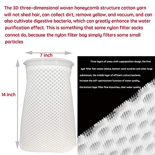 7 inch Honeycomb Filter Socks,7 inch Filter Sock for Saltwater Aquarium,7 inch Ring by 14 inch Long, (4-Pack)