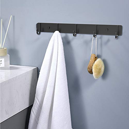 LEMONIDEA Wall Mounted Hook Rack 5 Hanging Hooks Entryway Kitchen Bathroom Storage Organizer Hanger for Coat Bag Hat Key Holder Set of 2