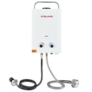 propane tankless water heater, gasland outdoors bs158 1.58gpm 6l portable gas water heater, instant propane water heater, rv camping water heater, overheating protection, easy to install