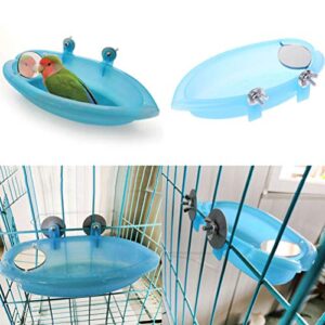 keersi bird bath with mirror toy for pet small medium parrot budgie parakeet cockatiel conure lovebird finch canary african grey cockatoo amazon cage healthy shower bathing tub food feeder bowl