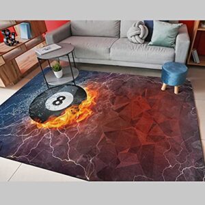 alaza billiard ball fire water non slip area rug 4' x 5' for living dinning room bedroom kitchen hallway office modern home decorative