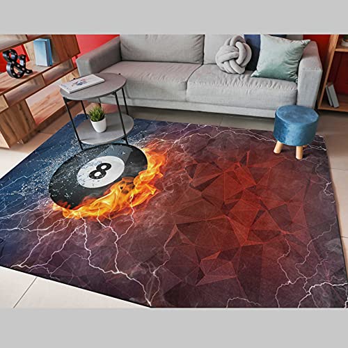 ALAZA Billiard Ball Fire Water Non Slip Area Rug 4' x 5' for Living Dinning Room Bedroom Kitchen Hallway Office Modern Home Decorative