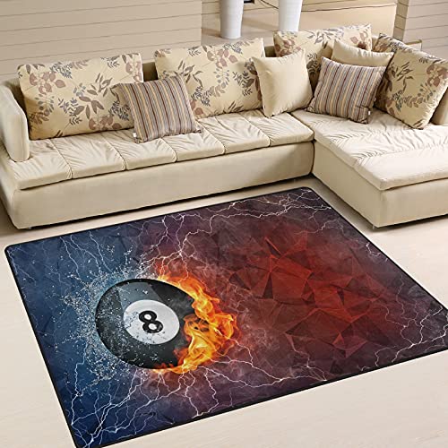 ALAZA Billiard Ball Fire Water Non Slip Area Rug 4' x 5' for Living Dinning Room Bedroom Kitchen Hallway Office Modern Home Decorative