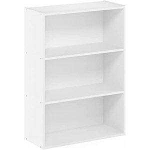 furinno pasir 3-tier open shelf bookcase, plain white