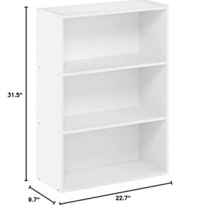 Furinno Pasir 3-Tier Open Shelf Bookcase, Plain White