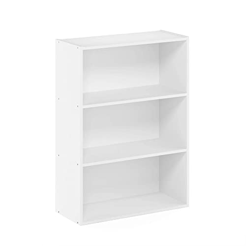 Furinno Pasir 3-Tier Open Shelf Bookcase, Plain White