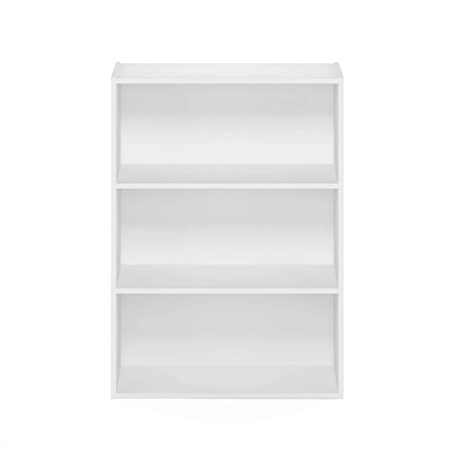 Furinno Pasir 3-Tier Open Shelf Bookcase, Plain White