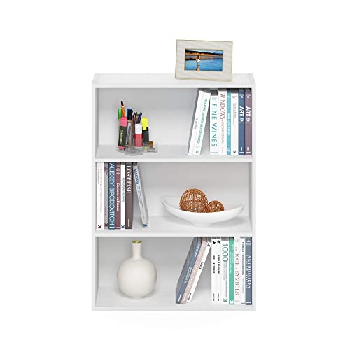 Furinno Pasir 3-Tier Open Shelf Bookcase, Plain White