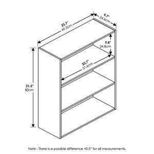 Furinno Pasir 3-Tier Open Shelf Bookcase, Plain White