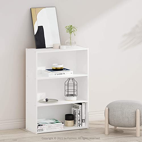 Furinno Pasir 3-Tier Open Shelf Bookcase, Plain White