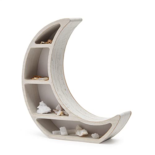 Farmlyn Creek Wood Crescent Moon Shelf, Rustic White Home Decorations (10 x 10.2 x 2 in)