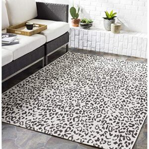 artistic weavers esperanza leopard outdoor area rug,5'3" x 7'7",black/white