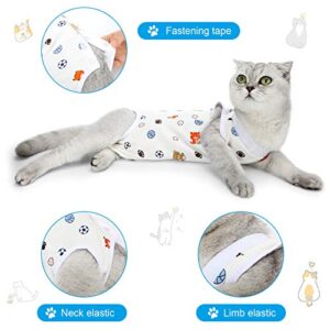 4 Pieces Cat Recovery Suits Cotton Recovery Body Wraps Breathable Kittens Recovery Clothes for Cats Small Dogs Abdominal Recovery Weaning (Banana, Football, Strawberry, Donut,M)